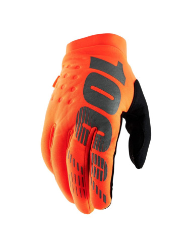 Guantes de Motocross 100% BRISKER Naranja Fluo Térmicos