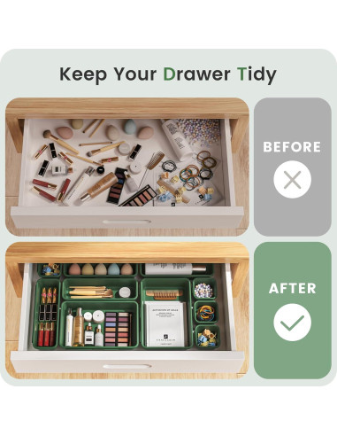 Organizador de Cajones A-LuGei 28 Piezas Verde Militar