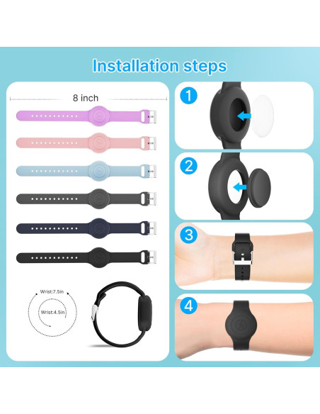 Pulseras Airtag Impermeables Motande para Niños - 4 Piezas Pulseras Airtag Impermeables Motande para Niños - 4 Piezas