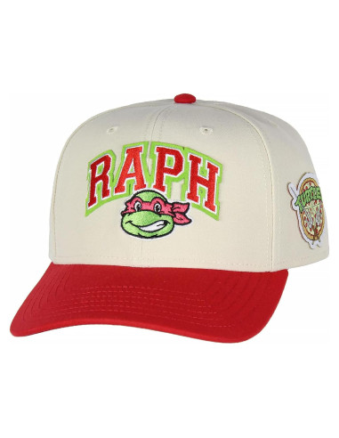 Gorra Snapback Precurva Nickelodeon TMNT Bordada Beige/Rojo