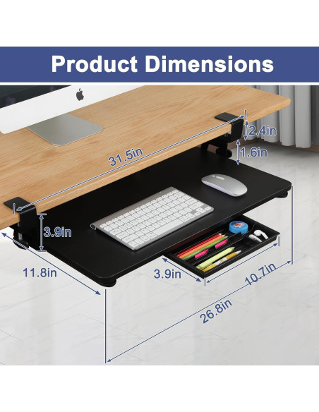 Bandeja de Teclado KAHOYI Extraíble 67.9x30 cm Negra Bandeja de Teclado KAHOYI Extraíble 67.9x30 cm Negra