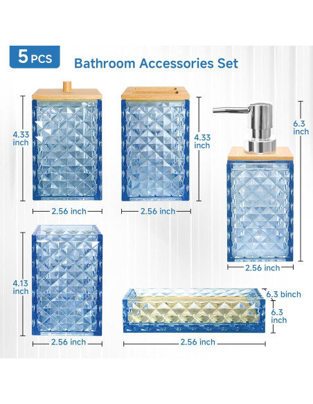 Juego de Accesorios de Baño Azul Seeatoo 5 Piezas Juego de Accesorios de Baño Azul Seeatoo 5 Piezas