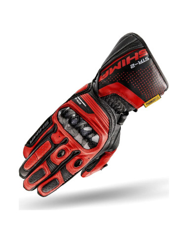 Guantes de Moto SHIMA STR-2 XL Cuero Táctil Negro/Rojo