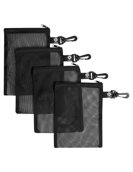 Bolsa de Malla con Cremallera y Clip Set de 4 - Negro 15x20 cm Bolsa de Malla con Cremallera y Clip Set de 4 - Negro 15x20 cm