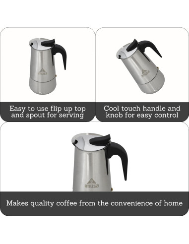 Cafetera Espresso IMUSA B120-22061M Acero Inoxidable 4 Tazas