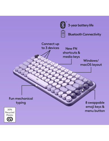 Teclado Mecánico Inalámbrico Logitech POP Keys Cosmos