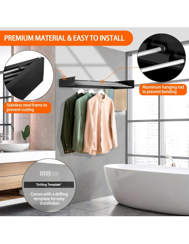 Estante de Secado de Ropa Plegable FOCHIER F 60 cm Negro