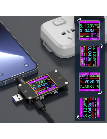 Medidor USB Tester YOJOCK A3 Multímetro Digital 2-en-1 Medidor USB Tester YOJOCK A3 Multímetro Digital 2-en-1