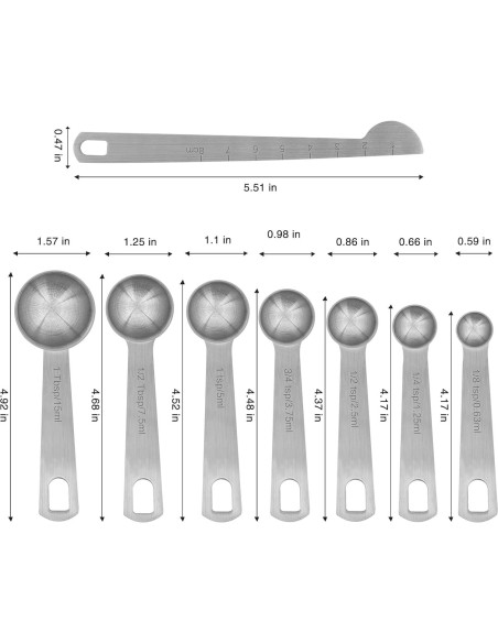 Juego de Cucharas Medidoras Acero Inoxidable SZ-JIAHAIYU 8 Piezas Juego de Cucharas Medidoras Acero Inoxidable SZ-JIAHAIYU 8 Piezas