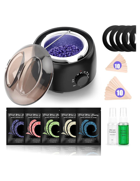 Kit de Cera TIKESI para Depilación - 500ml + 5 Bolsas 400g Kit de Cera TIKESI para Depilación - 500ml + 5 Bolsas 400g