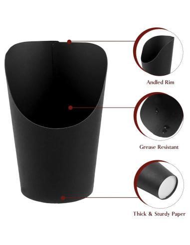 Copa de Charcutería Ocmoiy Negra Desechable 414ml - 50 Tazas + 200 Palitos