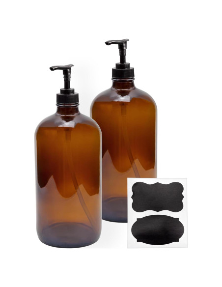 Botellas de Vidrio Ámbar 32 Onzas Cornucopia Brands - Paquete de 2 Botellas de Vidrio Ámbar 32 Onzas Cornucopia Brands - Paquete de 2