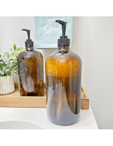 Botellas de Vidrio Ámbar 32 Onzas Cornucopia Brands - Paquete de 2