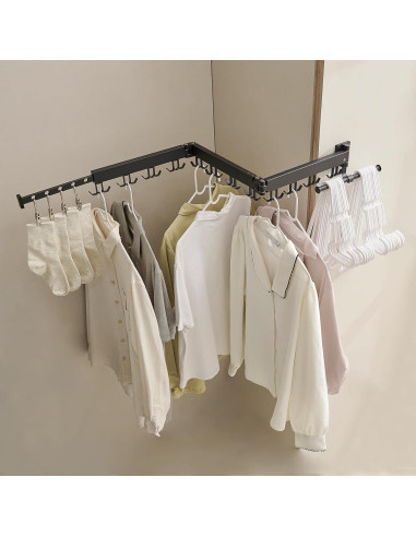 Perchero de Ropa Plegable JOOM Montado en la Pared Negro