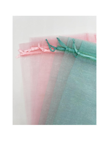 100 Bolsas de Organza Teal 10x15 cm con Cierre de Cuerda