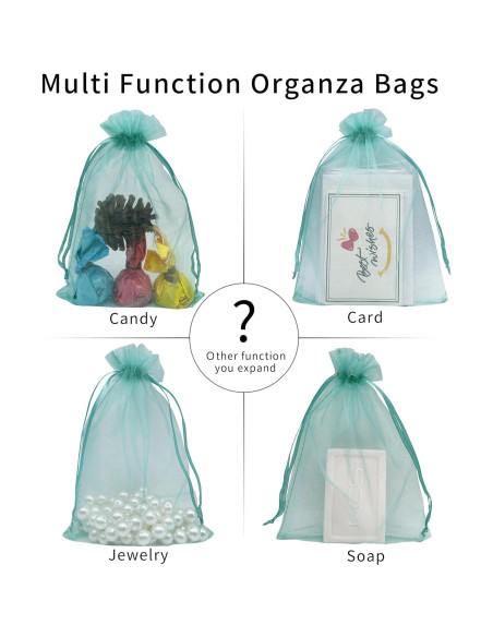 100 Bolsas de Organza Teal 10x15 cm con Cierre de Cuerda 100 Bolsas de Organza Teal 10x15 cm con Cierre de Cuerda