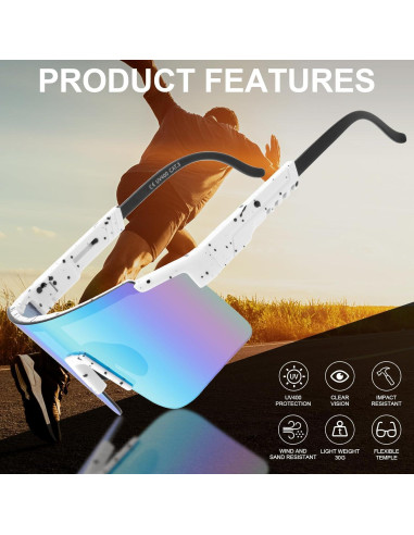 Gafas de Ciclismo Roibeao UV400 Ligeras Unisex Azul y Blanco