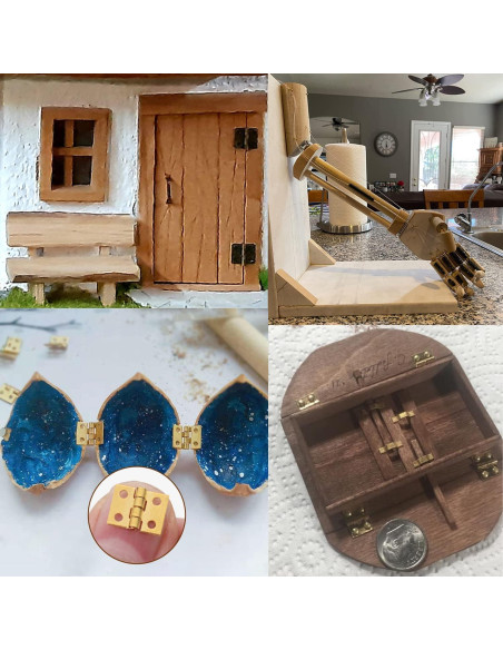 50 Bisagras Miniatura Doradas Honbay para Casa de Muñecas 50 Bisagras Miniatura Doradas Honbay para Casa de Muñecas