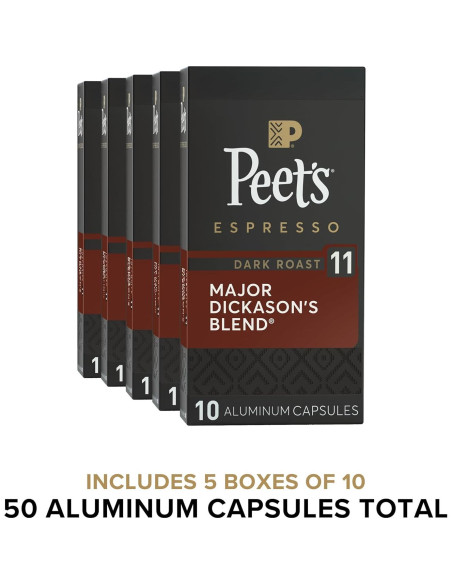 Cápsulas de Espresso Peet's Major Dickason's Tostado Oscuro 50 Unidades Cápsulas de Espresso Peet's Major Dickason's Tostado Oscuro 50 Unidades