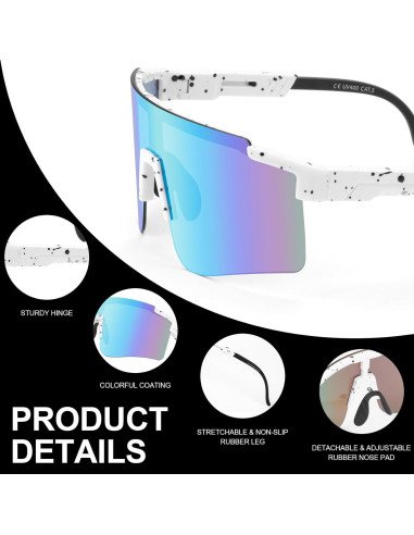 Gafas de Ciclismo Roibeao UV400 Ligeras Unisex Azul y Blanco