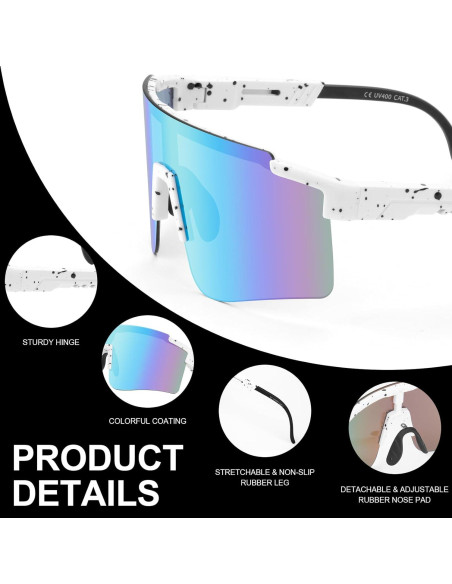 Gafas de Ciclismo Roibeao UV400 Ligeras Unisex Azul y Blanco Gafas de Ciclismo Roibeao UV400 Ligeras Unisex Azul y Blanco