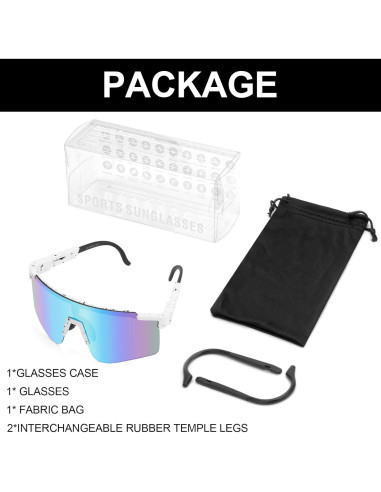 Gafas de Ciclismo Roibeao UV400 Ligeras Unisex Azul y Blanco