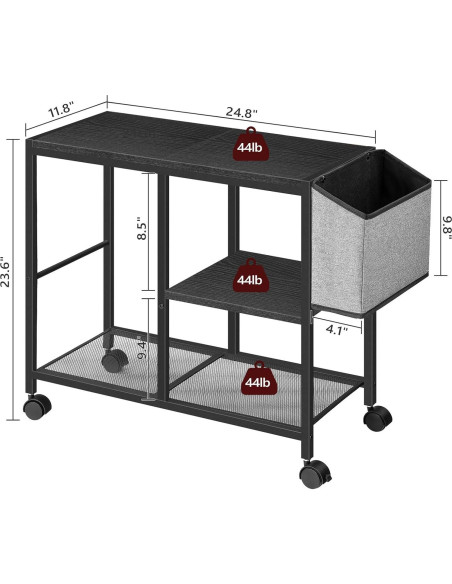 Soporte para Impresora Móvil MAHANCRIS 3 Niveles Negro Soporte para Impresora Móvil MAHANCRIS 3 Niveles Negro