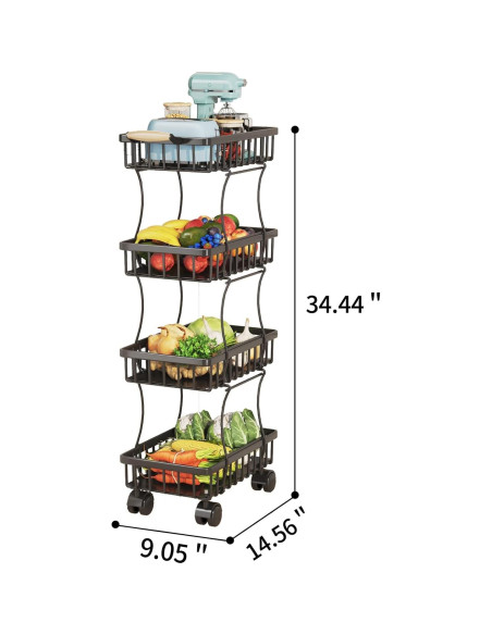 Cesta de Almacenamiento de Verduras Wisdom Star 4 Niveles Negra Cesta de Almacenamiento de Verduras Wisdom Star 4 Niveles Negra
