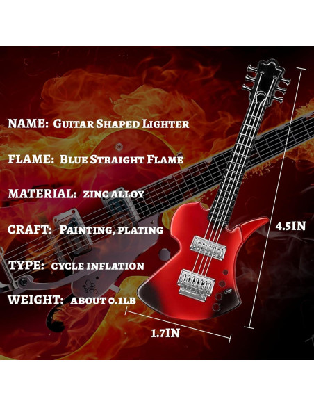 Encendedor de guitarra recargable WEQTETJU metal vintage Encendedor de guitarra recargable WEQTETJU metal vintage