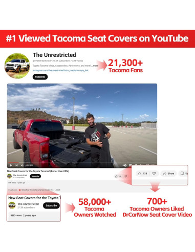 Funda de Asiento DrCarNow para Toyota Tacoma 2016-2023 - Cuero Sintético
