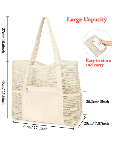 Bolsa de Playa de Malla Fammart para Mujeres 43.9x20x38.7 cm