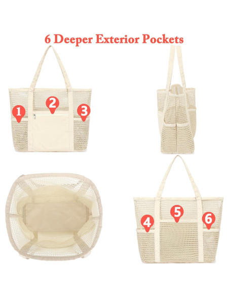 Bolsa de Playa de Malla Fammart para Mujeres 43.9x20x38.7 cm Bolsa de Playa de Malla Fammart para Mujeres 43.9x20x38.7 cm