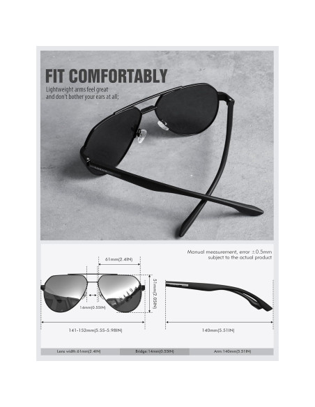 Gafas de sol LUENX Aviador Polarizadas UV400 para Hombres Gafas de sol LUENX Aviador Polarizadas UV400 para Hombres