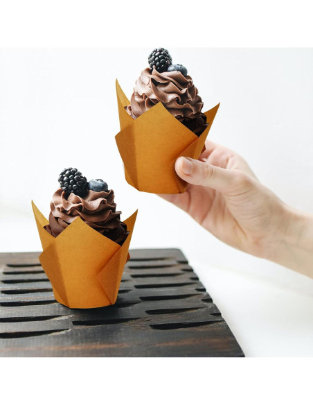 200 Forros de Cupcake Tulipán Taoxi Papel Antigrasa Marrón 200 Forros de Cupcake Tulipán Taoxi Papel Antigrasa Marrón