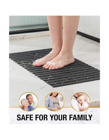 Alfombrilla de Ducha Antideslizante HITSLAM 68.6x38.1 cm Negra