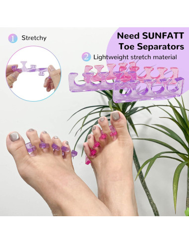 Separadores de Dedos de Gel SUNFATT para Pedicura 4 Piezas