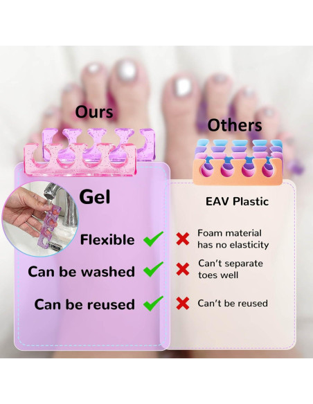 Separadores de Dedos de Gel SUNFATT para Pedicura 4 Piezas Separadores de Dedos de Gel SUNFATT para Pedicura 4 Piezas
