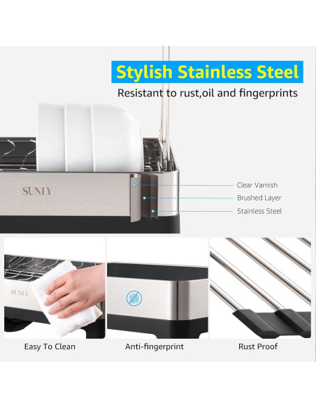 Estante de Secado de Platos SUNLY 2 Niveles Acero Inoxidable Estante de Secado de Platos SUNLY 2 Niveles Acero Inoxidable