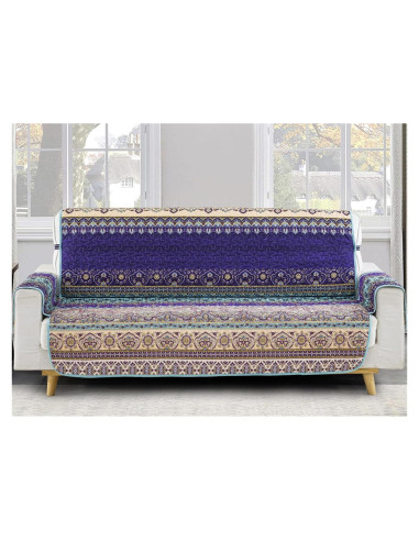 Funda de Sofá Boho Yiran Azul Púrpura 3 Plazas Microfibra