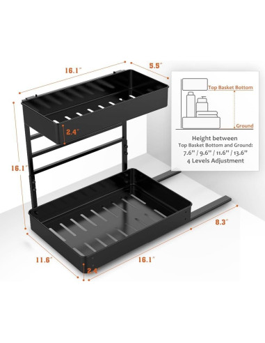 Organizador Deslizante de Metal EVERIE para Bajo Fregadero 29.5x40.6cm