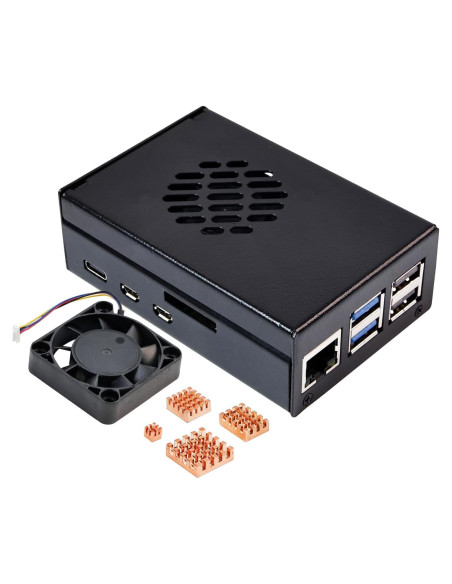 Caja de Metal para Raspberry Pi 5 Yahboom con Ventilador Ajustable Caja de Metal para Raspberry Pi 5 Yahboom con Ventilador Ajustable