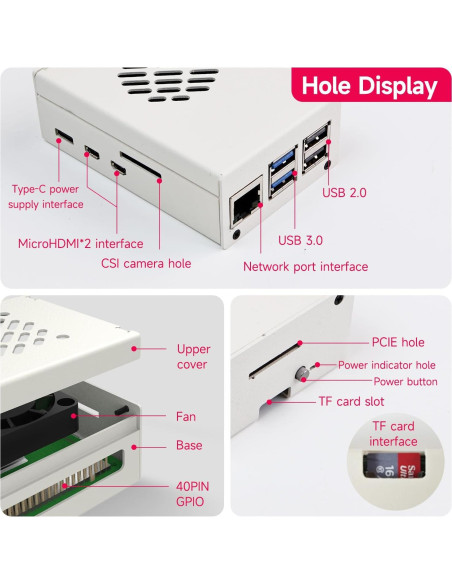 Caja de Metal para Raspberry Pi 5 Yahboom con Ventilador Ajustable Caja de Metal para Raspberry Pi 5 Yahboom con Ventilador Ajustable