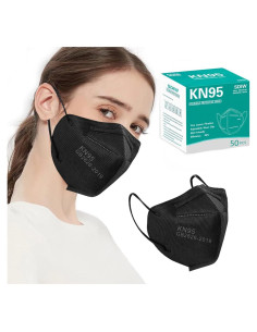 Mascarillas KN95 Negras 50PCS 5 Capas Filtro Eficiencia 95%