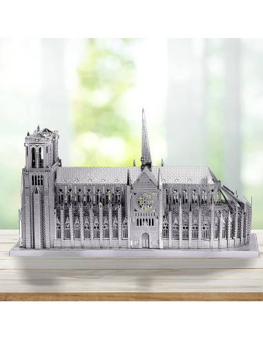 Rompecabezas 3D de Metal Piececool Catedral Notre Dame Plata