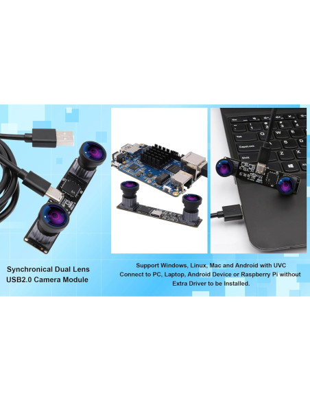 Cámara USB ELP 4MP Doble Lente 1080P 60fps Gran Angular Cámara USB ELP 4MP Doble Lente 1080P 60fps Gran Angular