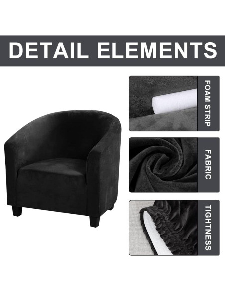 Funda de Silla Tubular MIFXIN de Terciopelo Negro Elástico Funda de Silla Tubular MIFXIN de Terciopelo Negro Elástico