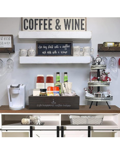 Organizador de Estación de Café YGFRSTO - Madera Negra, 4 Compartimentos 2