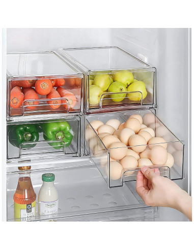 Cajones Organizadores Apilables MANO 2Pack Grande Transparente