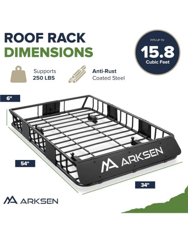 Portaequipajes ARKSEN 137 cm Universal Carga 113 kg Techo SUV