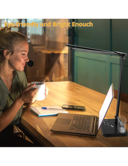 Lámpara de Escritorio LED Woputne Doble Cabeza 36cm 5 Modos Lámpara de Escritorio LED Woputne Doble Cabeza 36cm 5 Modos